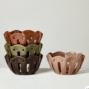 Set of 4 Wavy Edge Mini Berry Bowls Tan Brown Green - Hearth & Hand Magnolia